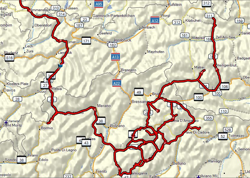Die gefahrene Strecke